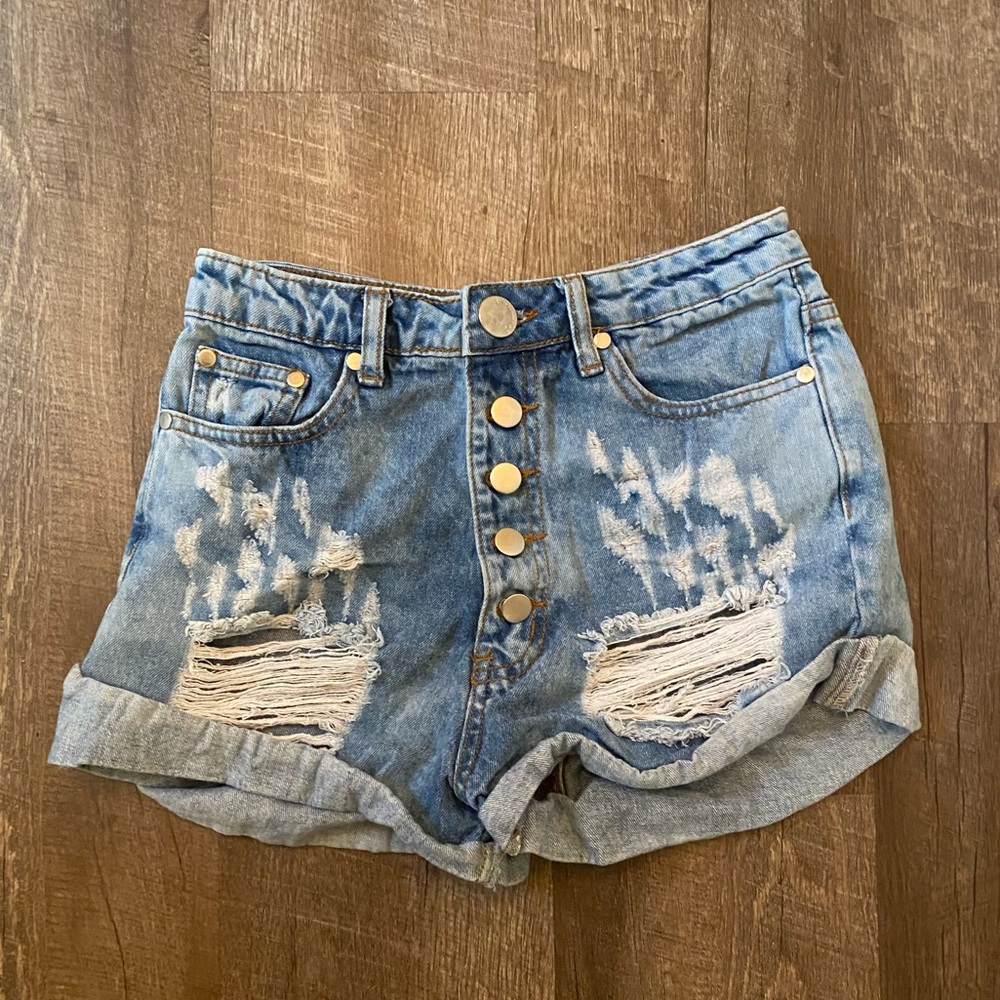🌸Distressed Jeans Button-up Shorts